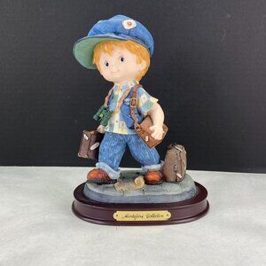 Vintage Montefiori Collection Boy Traveling Luggage Figurine